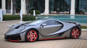 Photo de l&rsquo;ext&eacute;rieur de la Spania GTA Spano 2016, l&rsquo;avant du v&eacute;hicule.