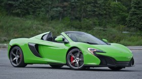 Photo de l&rsquo;ext&eacute;rieur de la McLaren 650S spider 2016, l&rsquo;avant du v&eacute;hicule.